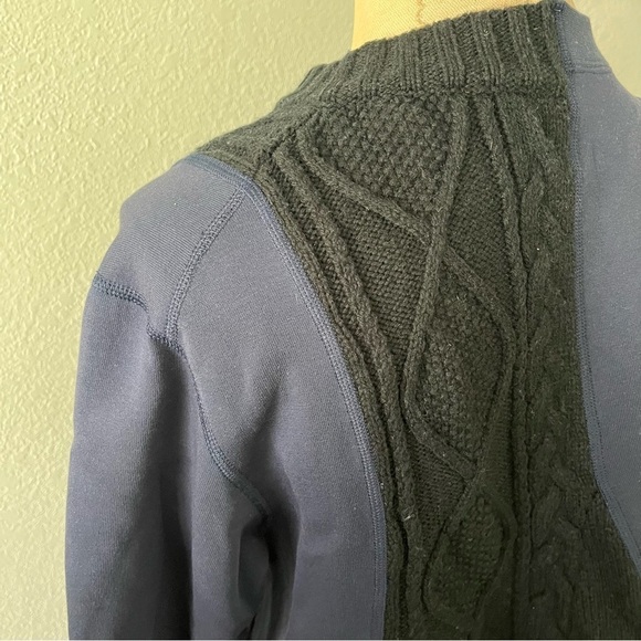NIKE x SACAI sz S Tech Fleece Sweatshirt Sweater Navy Blue Black Split Cable - Picture 8 of 14